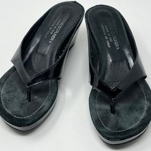 Donald J. Pliner Black Patten Wedge Sandals